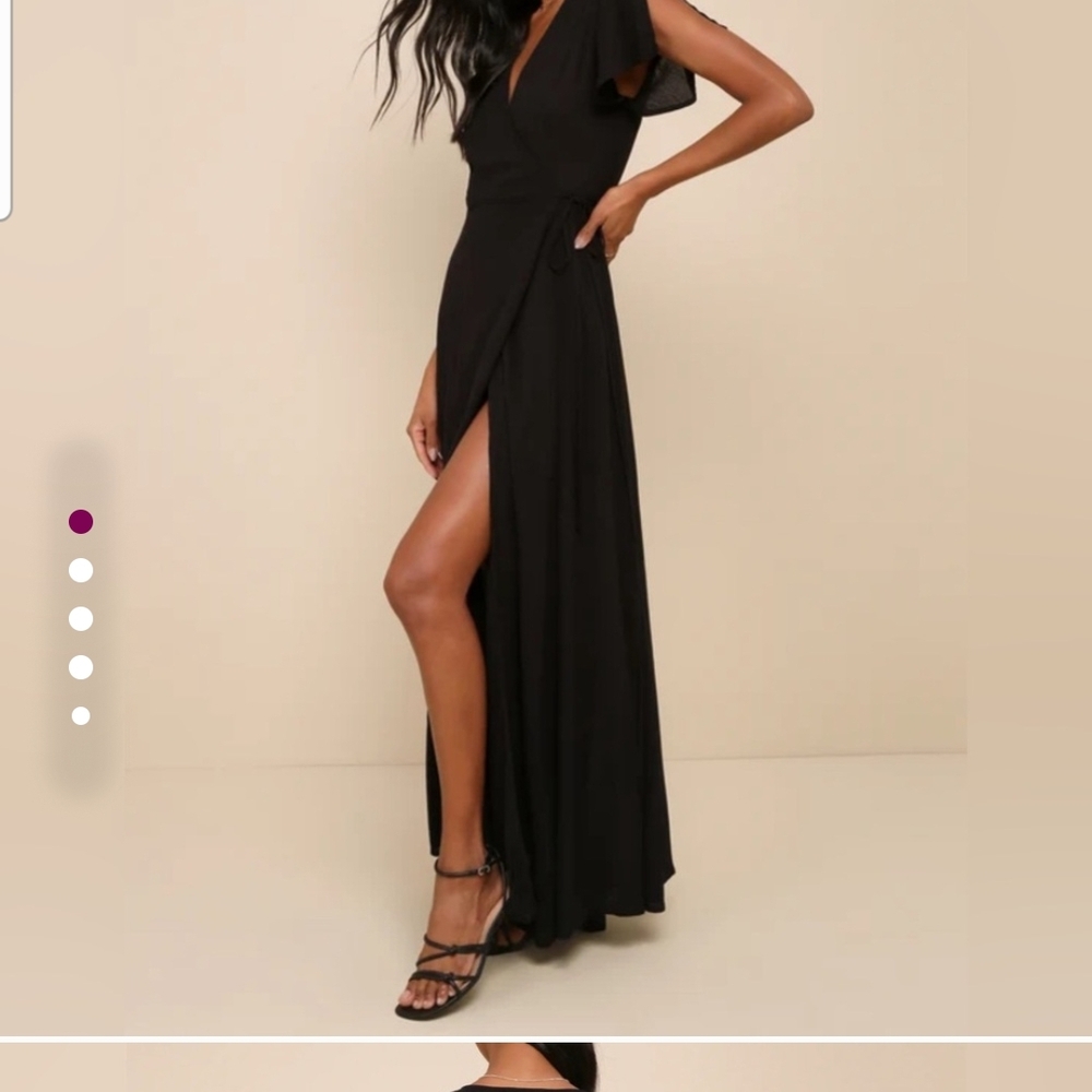 Lulu's Black Asymmetrical Wrap Gown